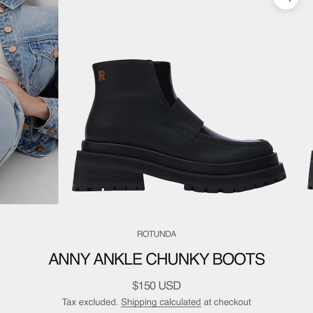 ROTUNDA ANNY ANKLE CHUNKY BOOTS size 7
Made of soft leather.